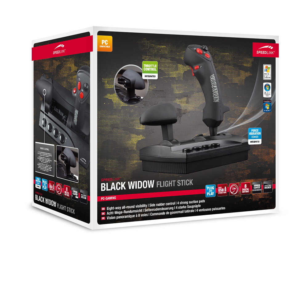 SPEEDLINK Black Widow USB Flightstick With Throttle Control, Black (SL ...