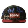 HARRY POTTER Wizards Unite Logo and Hogwarts Houses Symbols All-Over Print Snapback Baseball Cap, Black/Red (SB265154HPT)