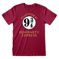 HARRY POTTER Hogwarts Express Platform 3/4 T-Shirt, Unisex, Large, Red (HAR00009TSCLL)