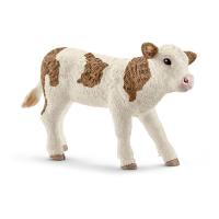 SCHLEICH Farm World Simmental Calf Toy Figure, White/Brown, 3 to 8 Years (13802)