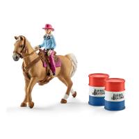 SCHLEICH Farm World Barrel Racing with Cowgirl Toy Playset, Multi-colour, 3 to 8 Years (41417)