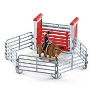 SCHLEICH Farm World Bull Riding with Cowboy Toy Playset, Multi-colour, 3 to 8 Years (41419)