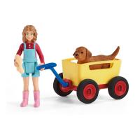 SCHLEICH Farm World Puppy Wagon Ride Toy Figure Set, 3 to 8 Years, Multi-colour (42543)