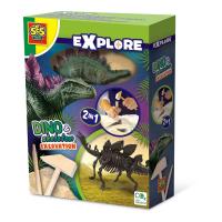 SES CREATIVE Explore Stegosaurus Dino and Skeleton Excavation 2-in-1, 5 Years and Above (25094)