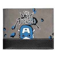MARVEL COMICS Captain America The First Avenger All-over Print Bi-fold Wallet, Grey/Black (MW433384MVL)