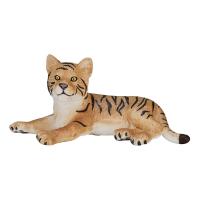 MOJO Wildlife & Woodland Tiger Cub Lying Down Toy Figure, Brown/Black (387009)