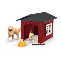 SCHLEICH Farm World Dog Kennel with Golden Retrievers Toy Playset (42722)