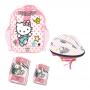 HELLO KITTY Club Children's Helmet, Knee, Elbow Protection Set with Carry Bag, Girl, Ages Three Years and Above, Pink/White (OHKY004-2)