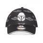 STAR WARS The Mandalorian Helmet Patch with Grogu All-over Print Adjustable Baseball Cap, Black/Grey (BA750483STW)