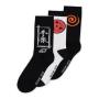 NARUTO SHIPPUDEN Sasuke Symbol Crew Socks (3PK), Male, 39/42, Black/White (CR206027NRT-39/42)